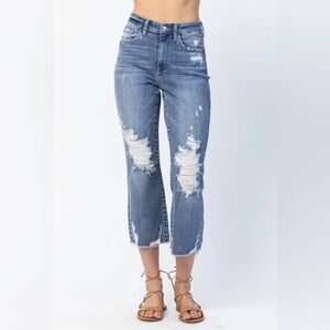 Judy Blue High Waist Release Hem Ankle Straight Jeans Size 3/26